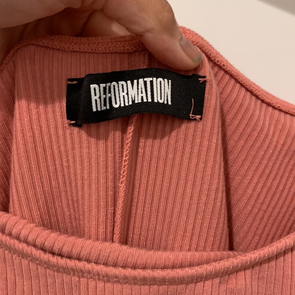 REFORMATION Off-The-Shoulder Mini Dress in Pink - Picture 4 of 6